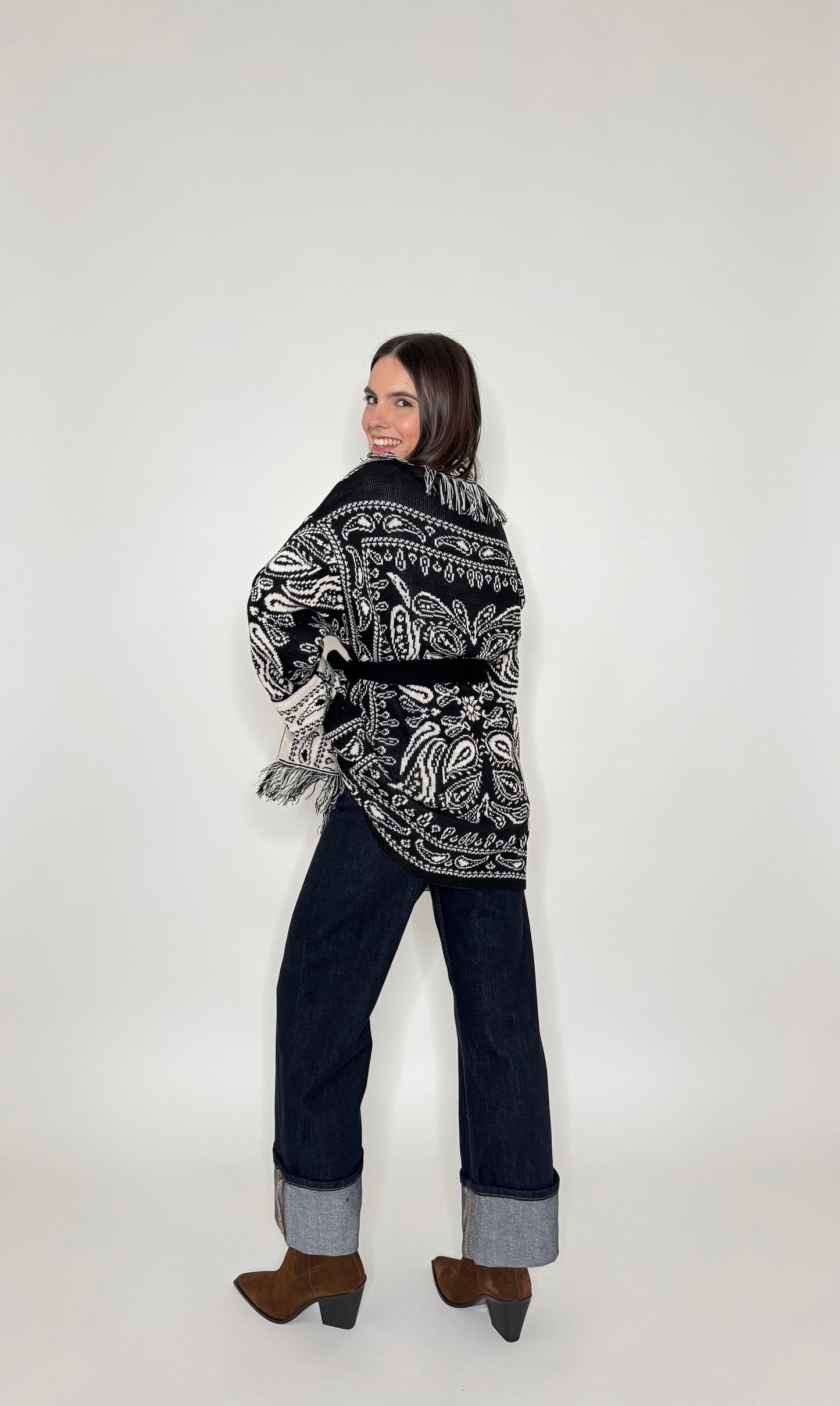 Cardigan bandana Jacquard Nero