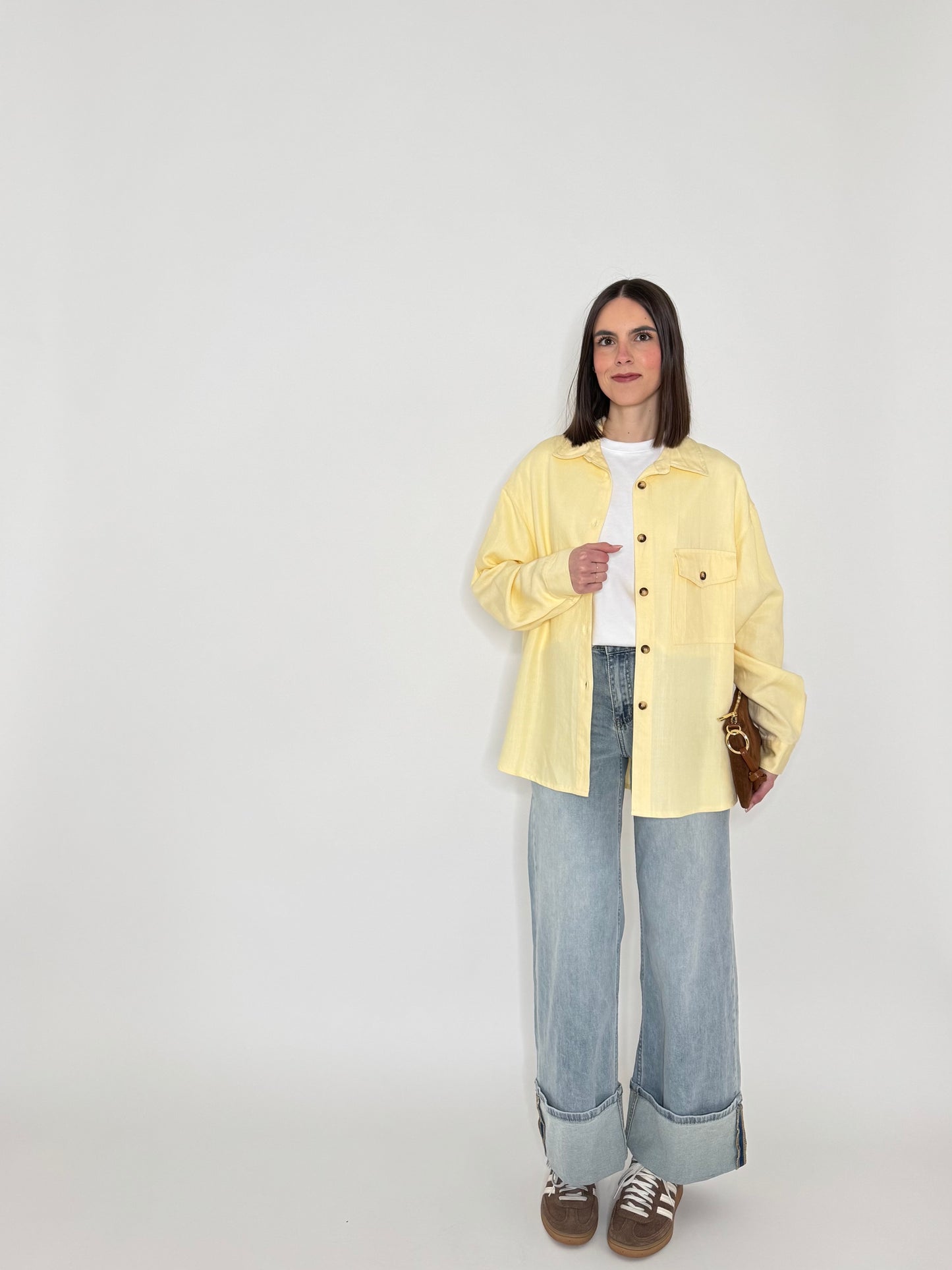 Camicia in 100% cotone taglio morbido Giallo Pulcino