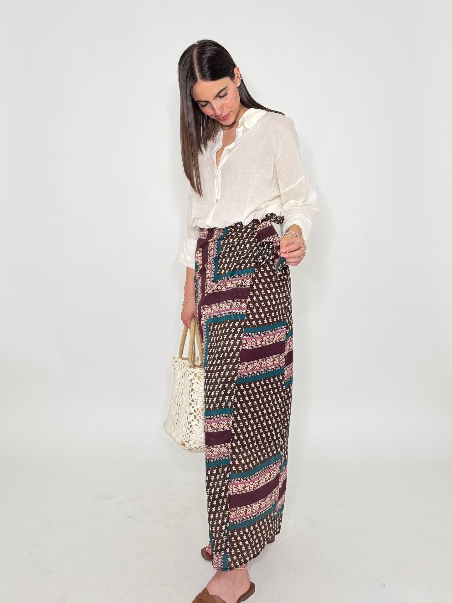 Gonna pareo in fresco cotone fantasia bandana