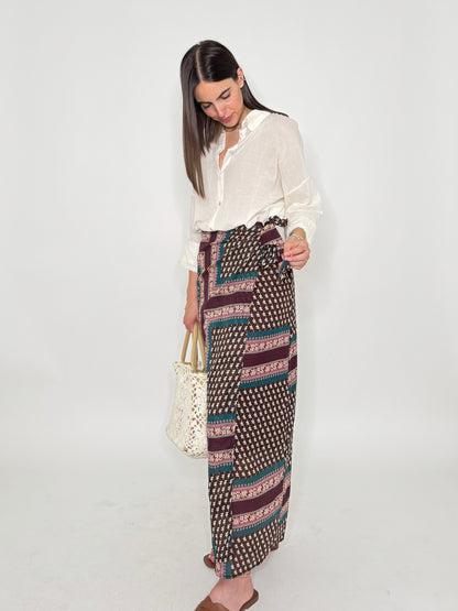 Gonna pareo in fresco cotone fantasia bandana