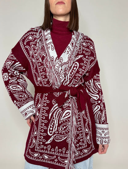Cardigan bandana Jacquard Bordeaux