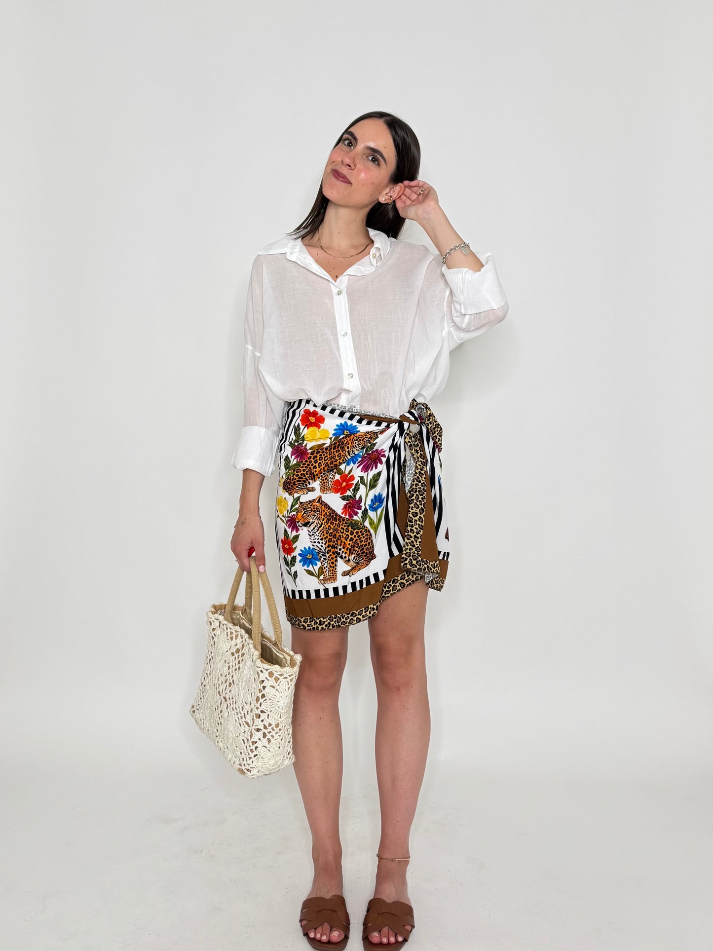 Gonna pareo mini tubolare in fresca viscosa giungla