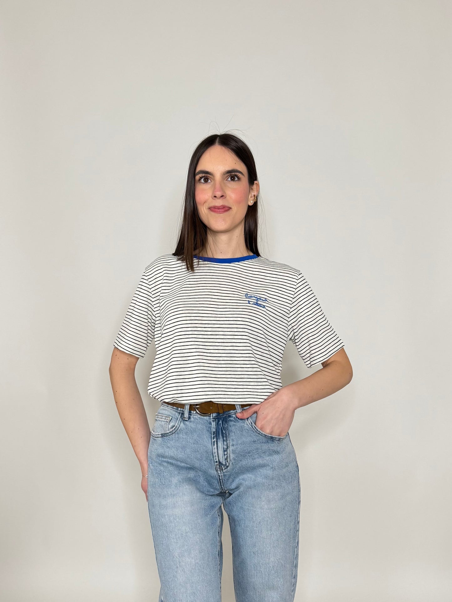 T-shirt righe light cotton White/Black