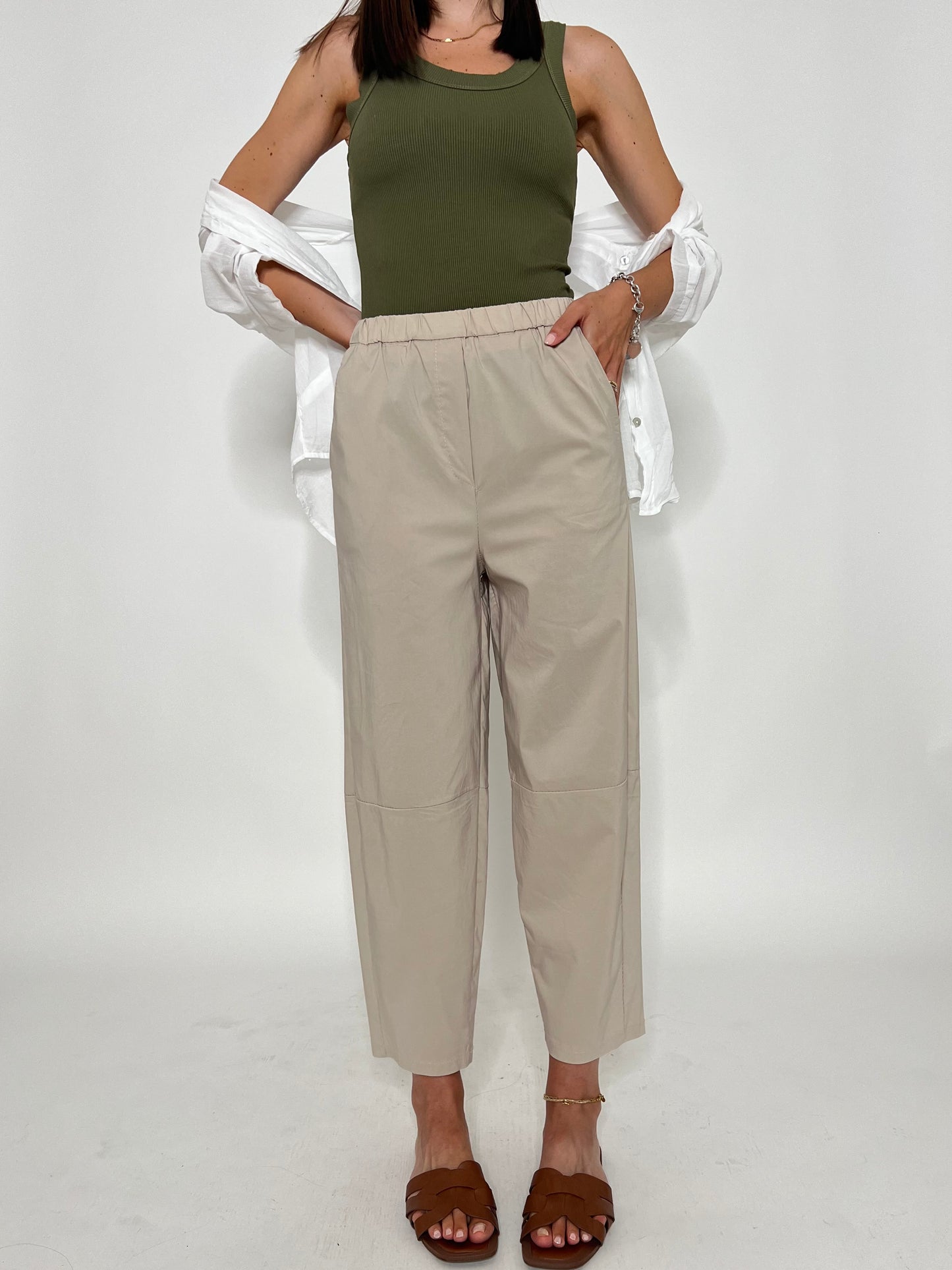 Pantalone Comfy ovetto in viscosa Beige