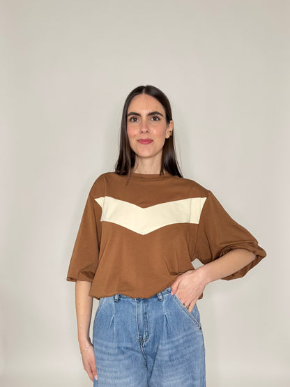 T-shirt palloncino in cotone Caramello