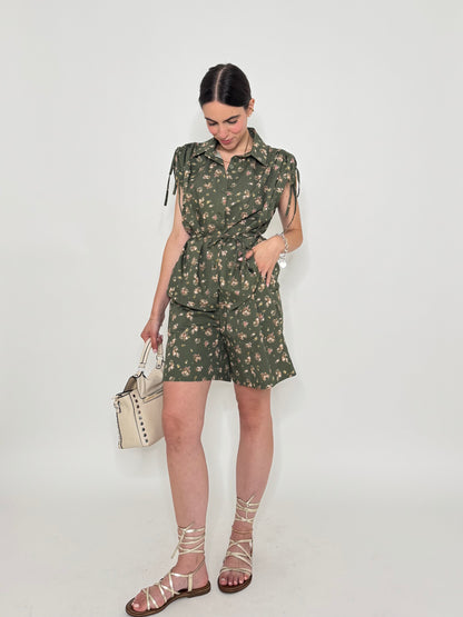 Completo Floreale Olivia Verde