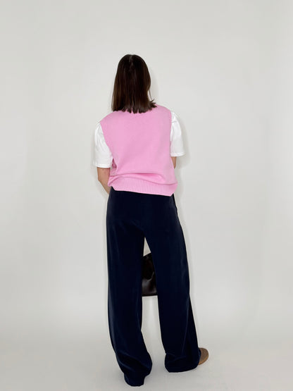 Pantalone taglio sartoriale tessuto viscosa manopesca Blu Navy