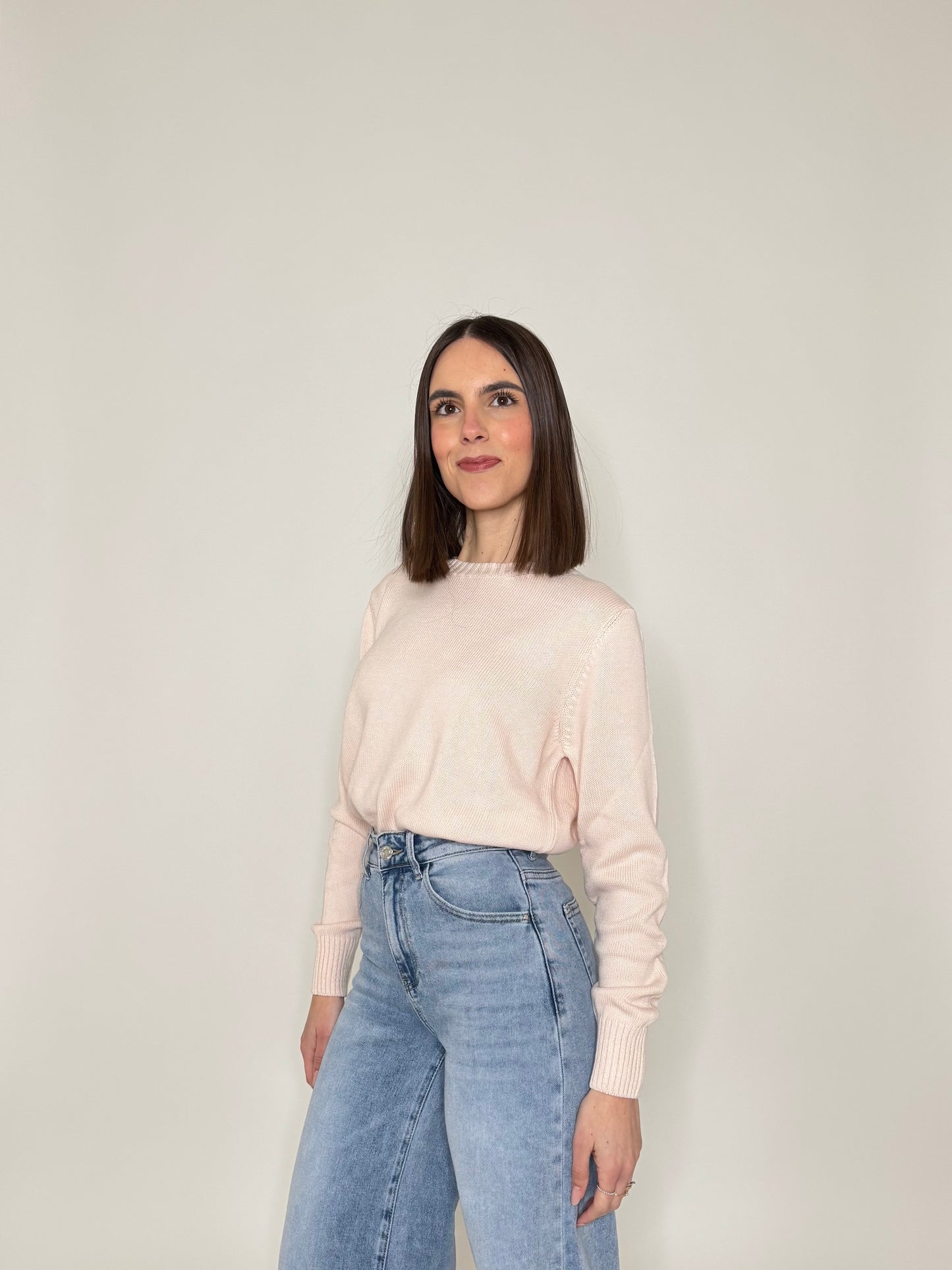 Maglia girocollo in 100% cotone Rosa