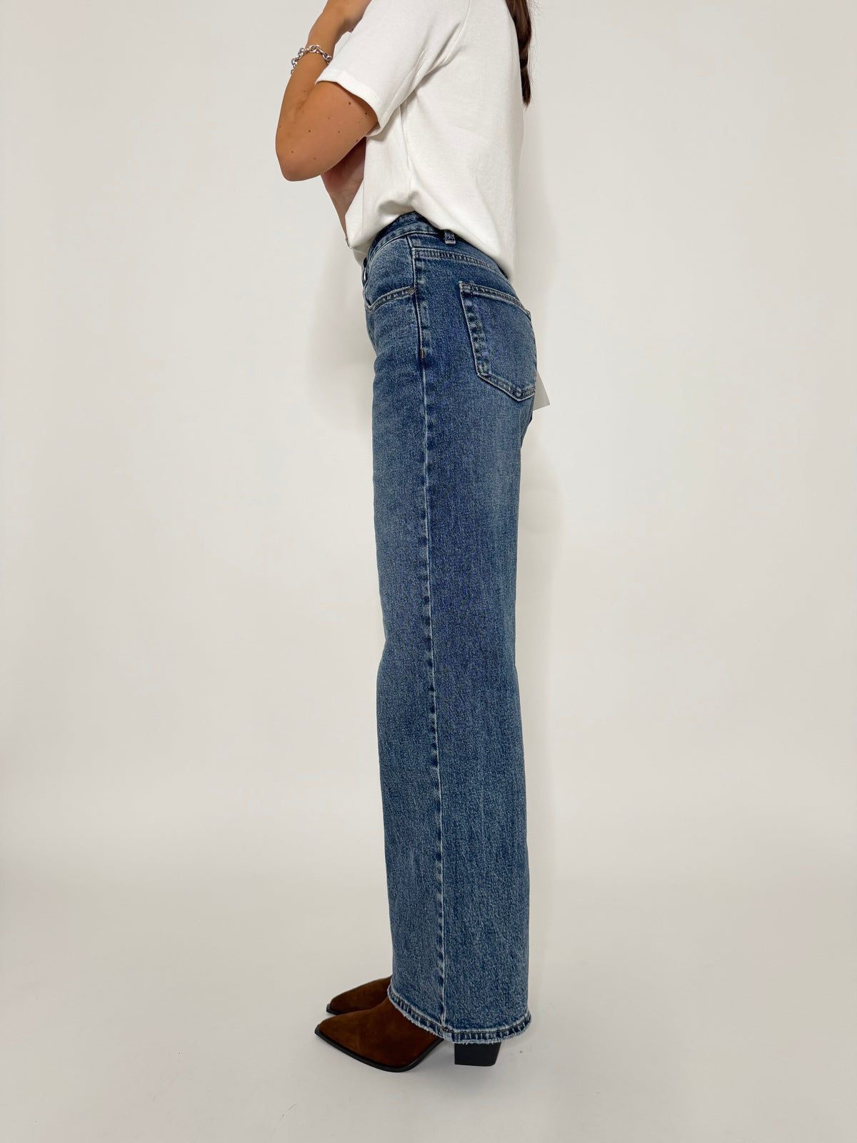 Jeans Wide Leg in Denim Blu