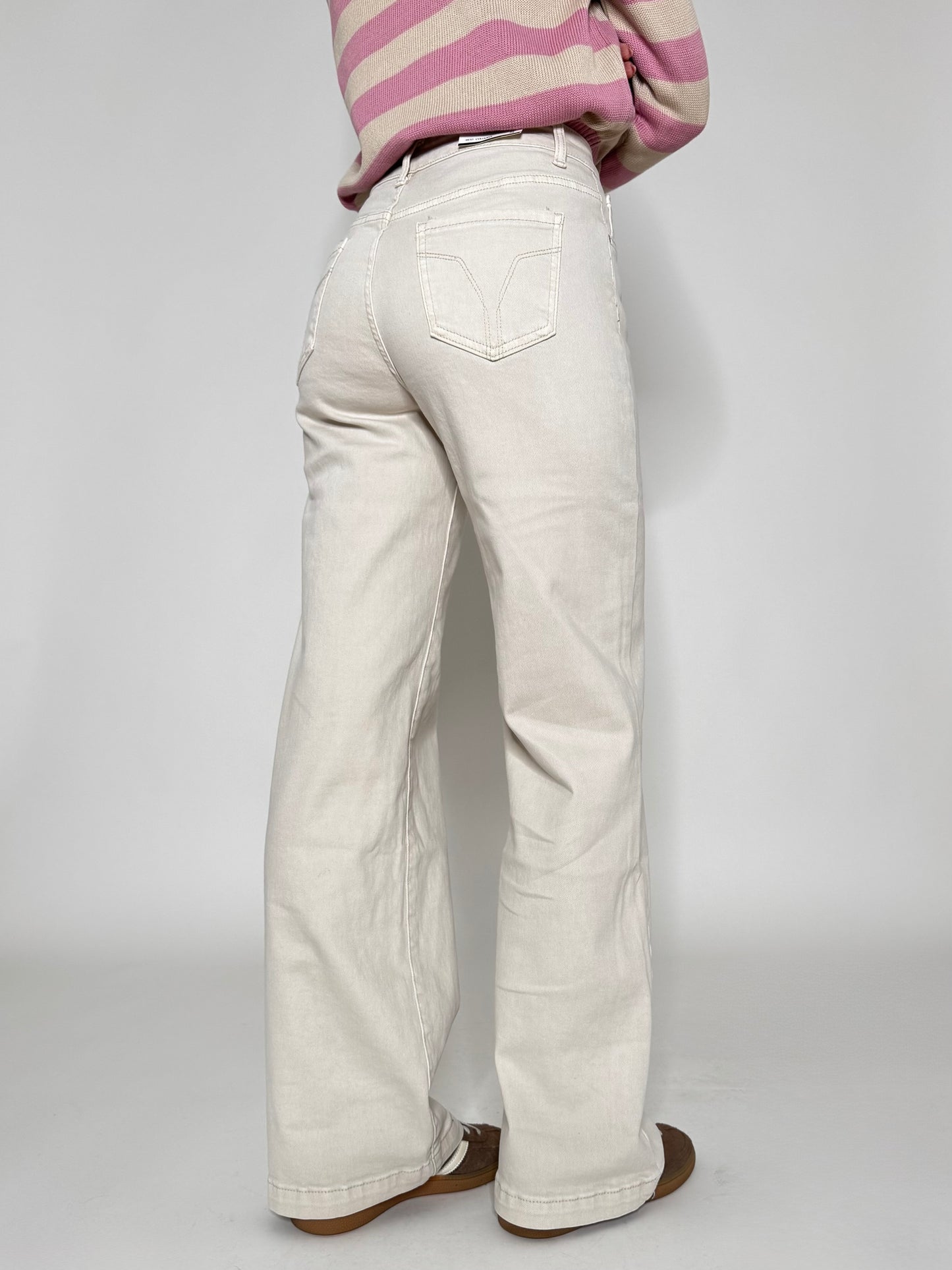 Jeans wide leg Cream