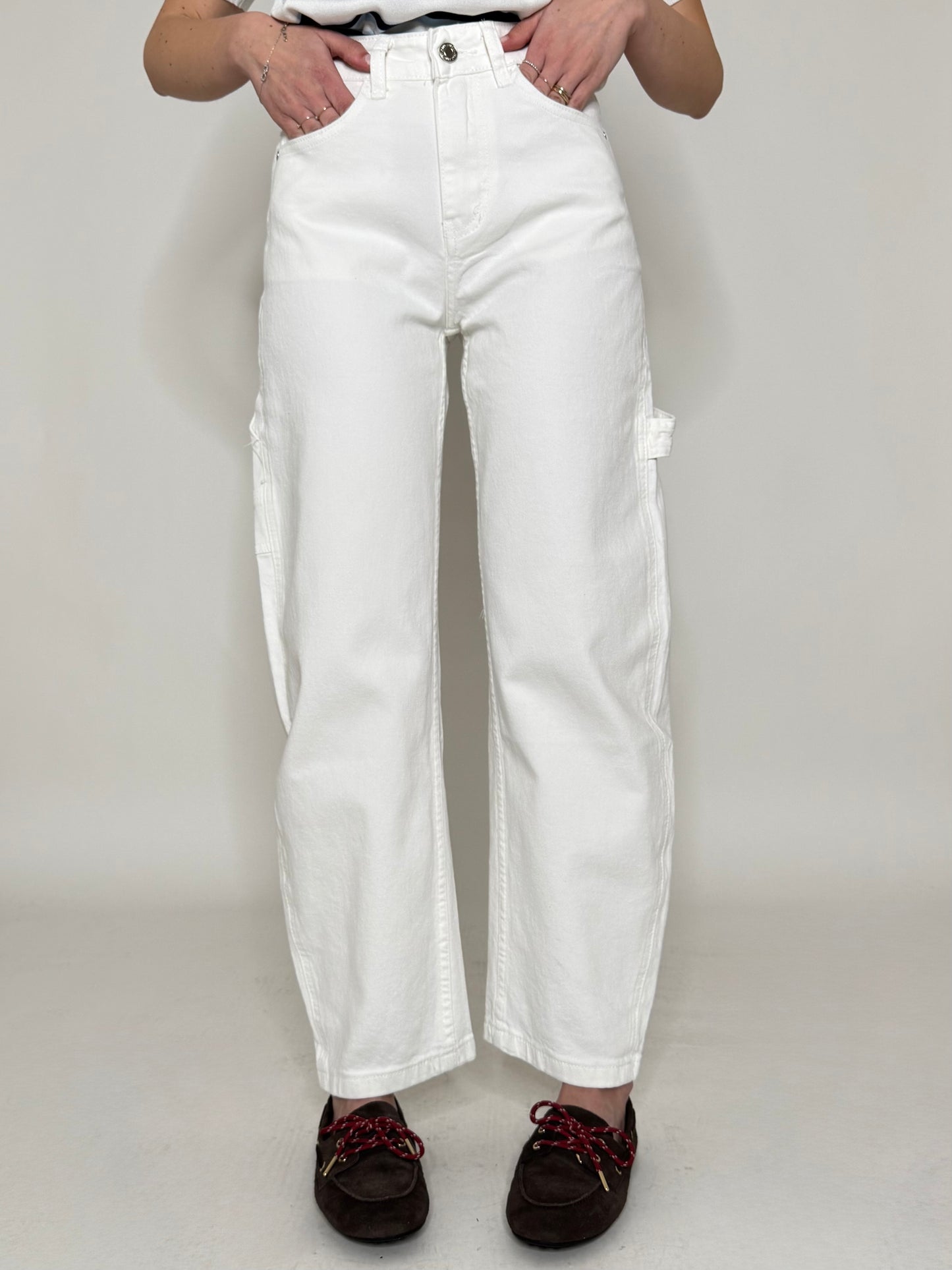 Jeans barrel fit Bianco
