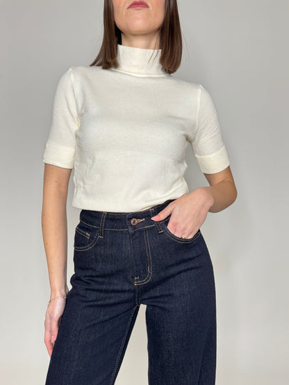 Lupetto in calda viscosa mezza manica Panna