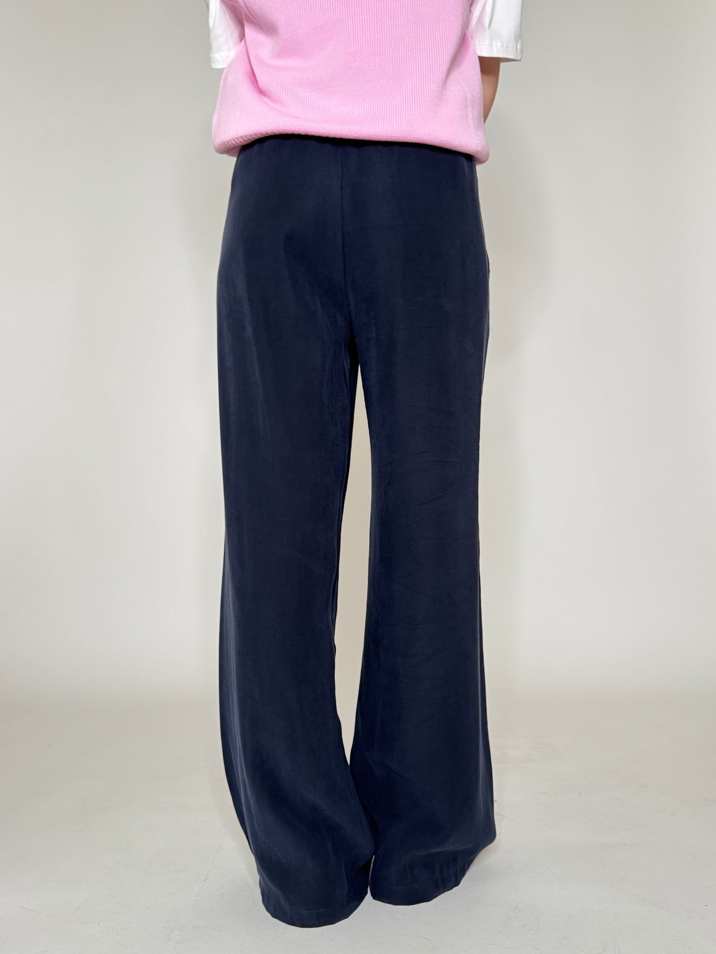 Pantalone taglio sartoriale tessuto viscosa manopesca Blu Navy