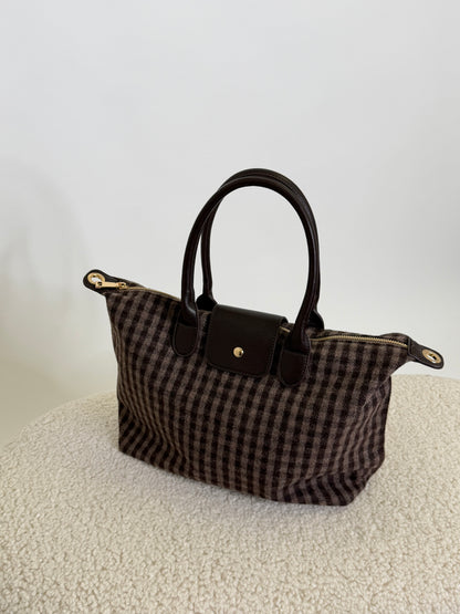 Borsa in tessuto a quadretti Vichy ciocco