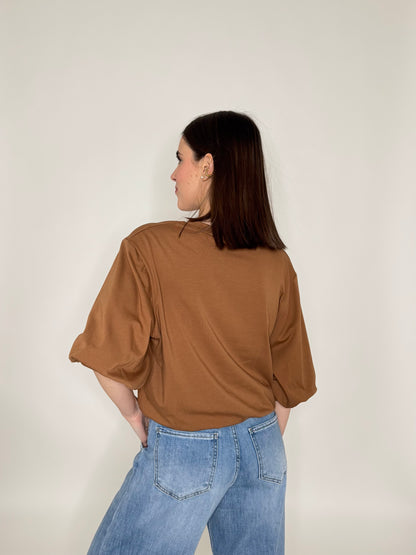 T-shirt palloncino in cotone Caramello