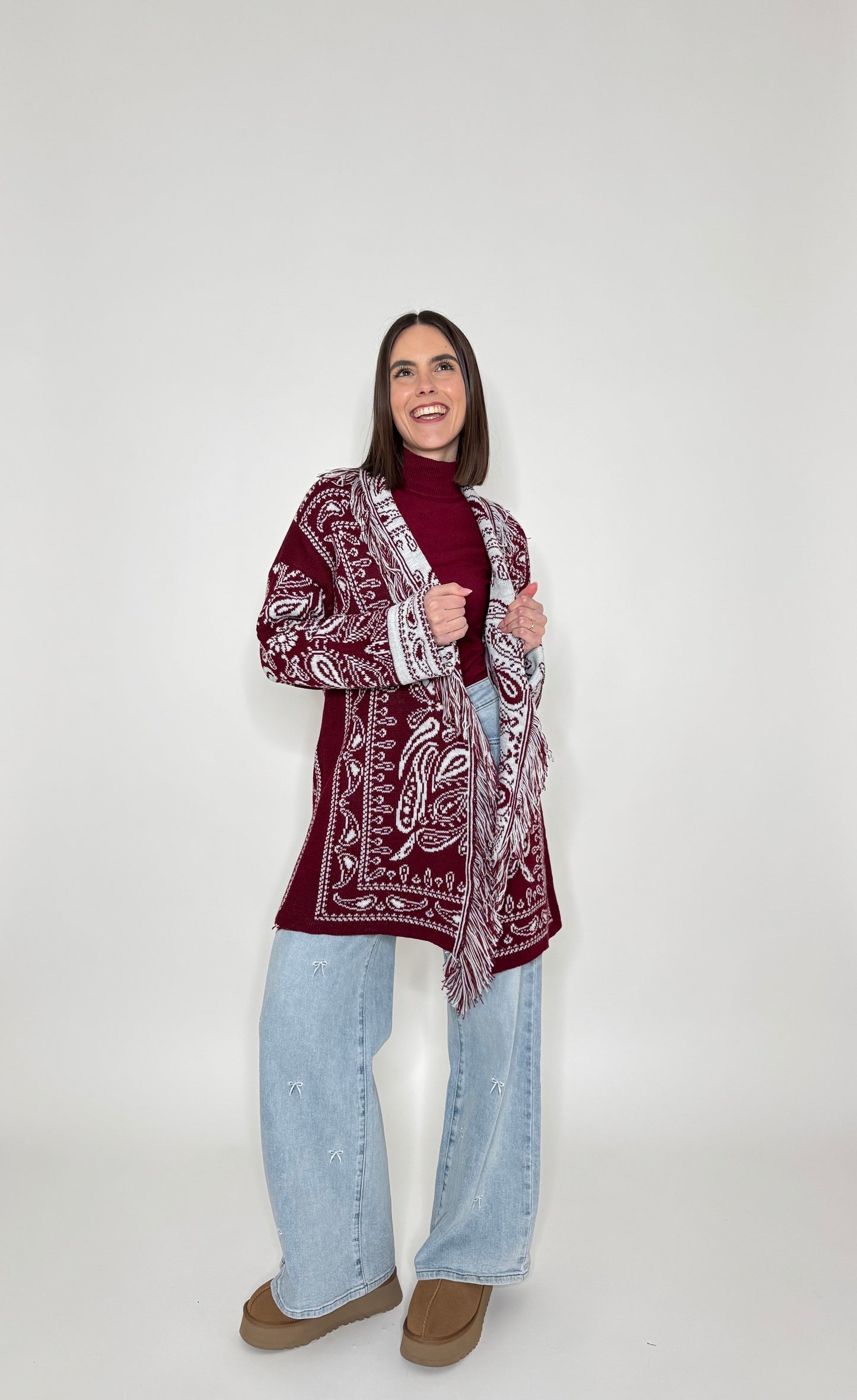 Cardigan bandana Jacquard Bordeaux