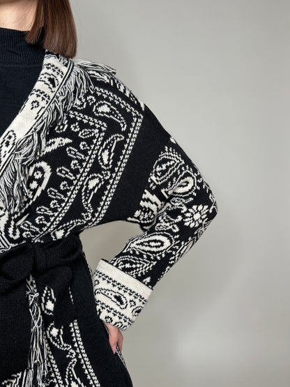 Cardigan bandana Jacquard Nero