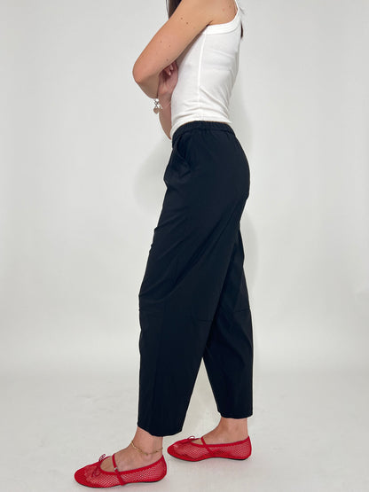 Pantalone Comfy ovetto in viscosa Nero