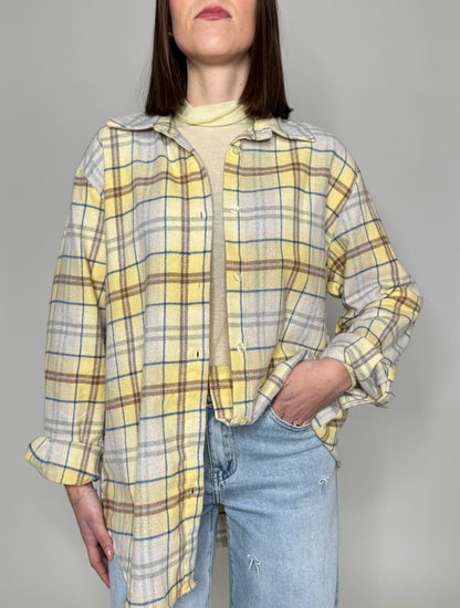 Camicia check in flanella di cotone giallo pulcino