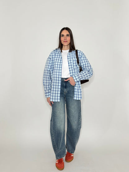 Camicia in cotone a quadri Blu