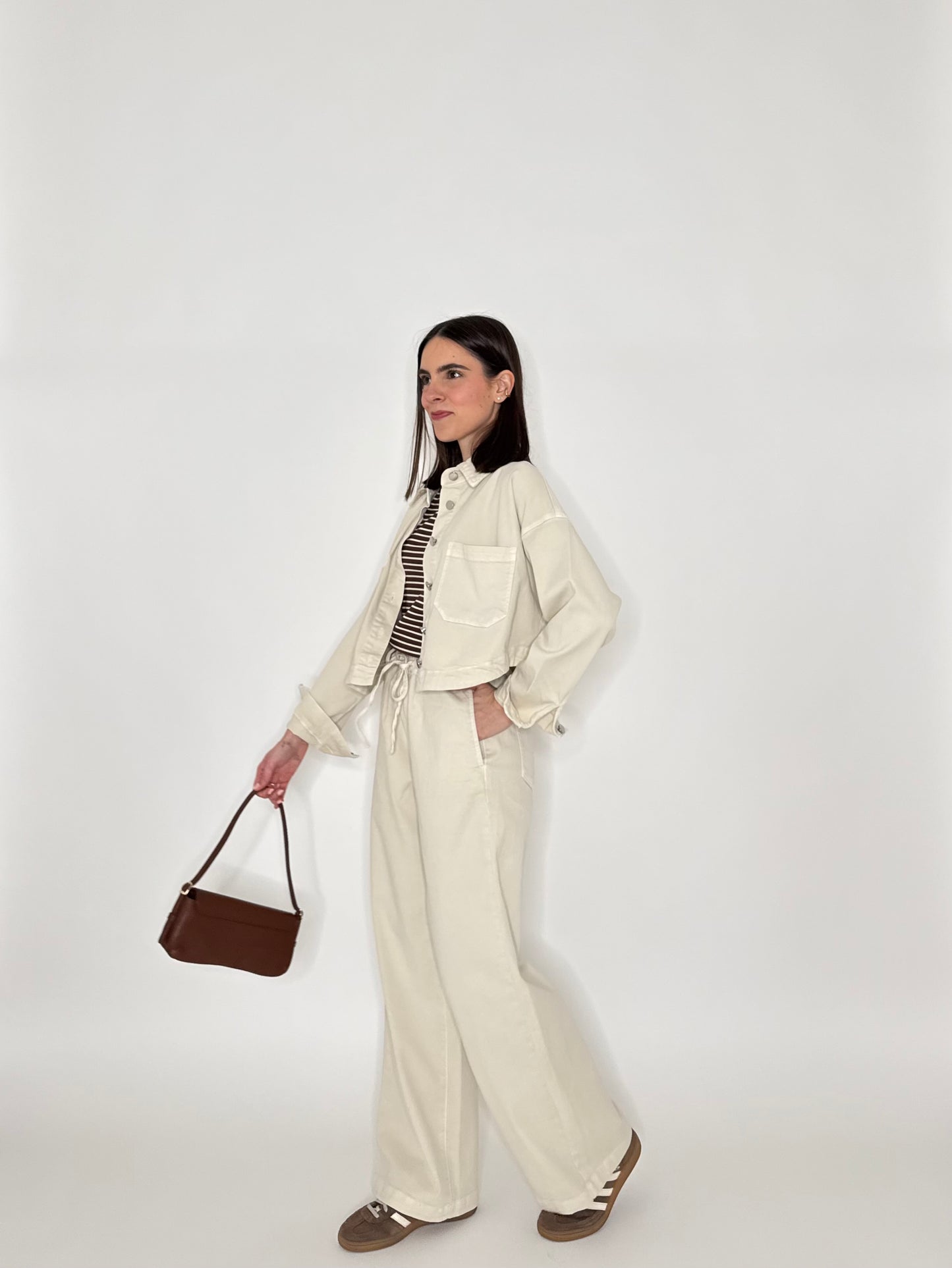 Giacca jeans Spring in cotone Crema