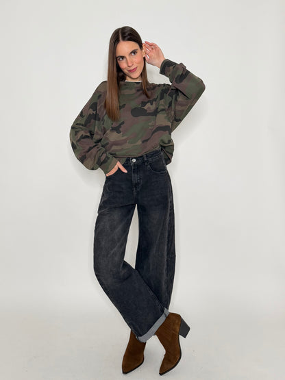 Felpa in cotone con camouflage