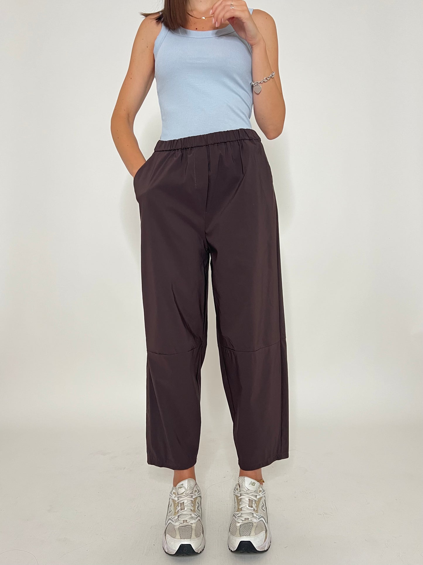 Pantalone Comfy ovetto in viscosa Cioccolato