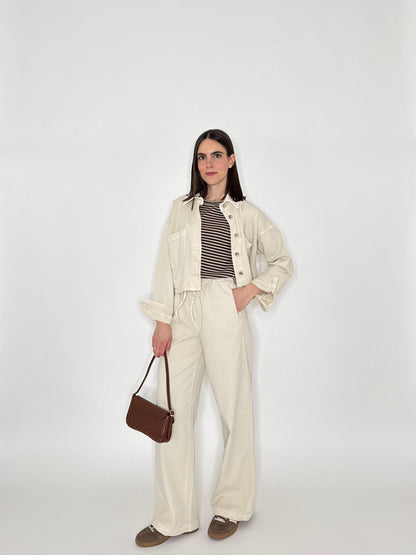 Giacca jeans Spring in cotone Crema