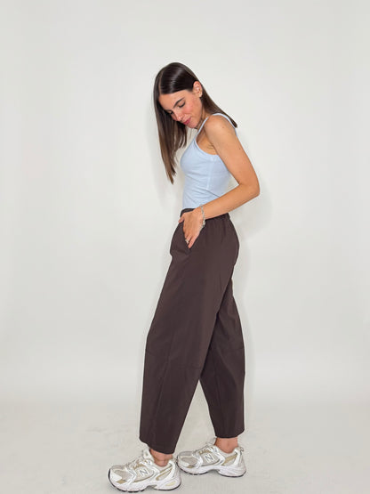 Pantalone Comfy ovetto in viscosa Cioccolato