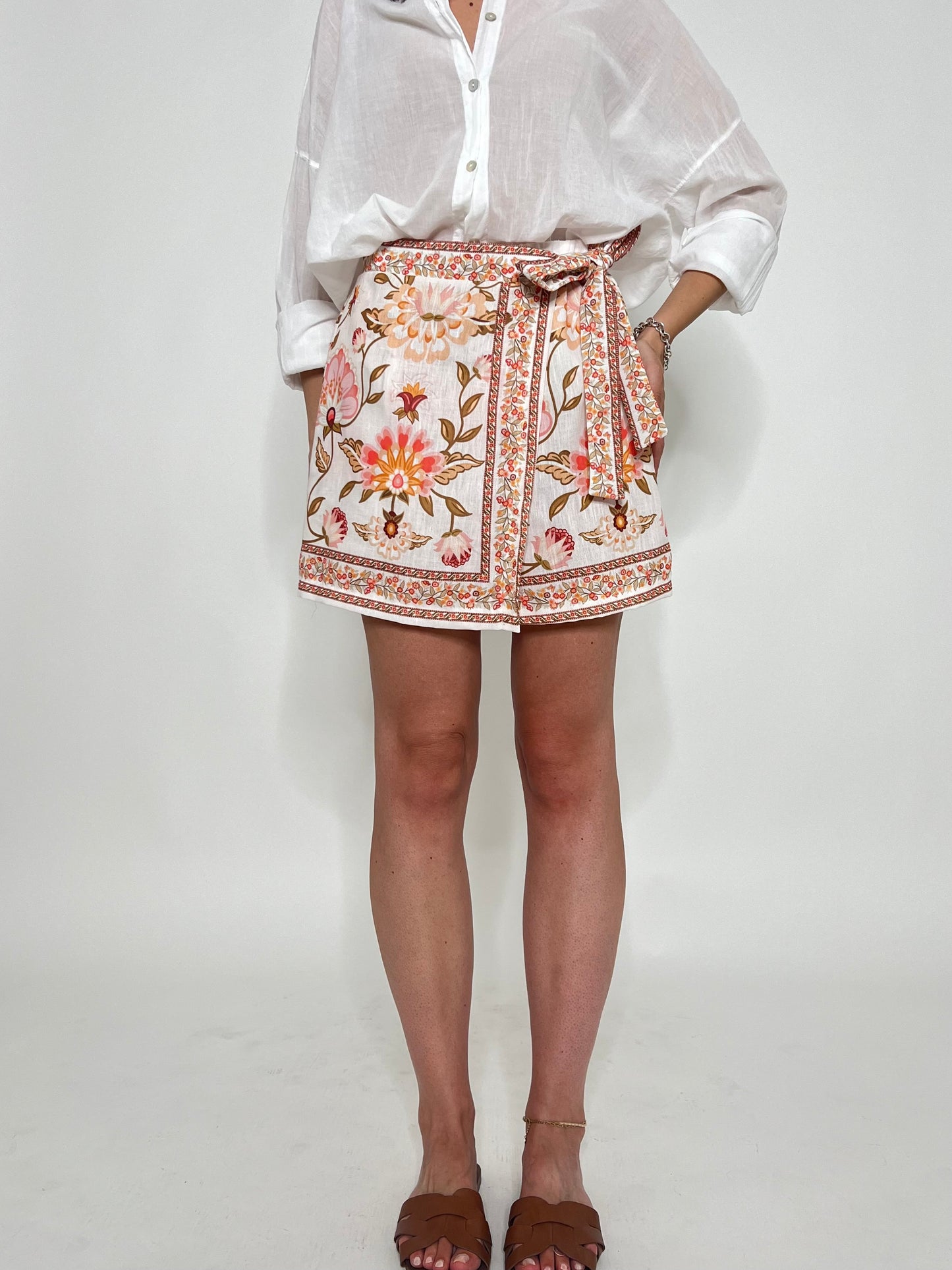 Gonna pantalone stampa floreale boho pesca