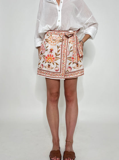 Gonna pantalone stampa floreale boho pesca