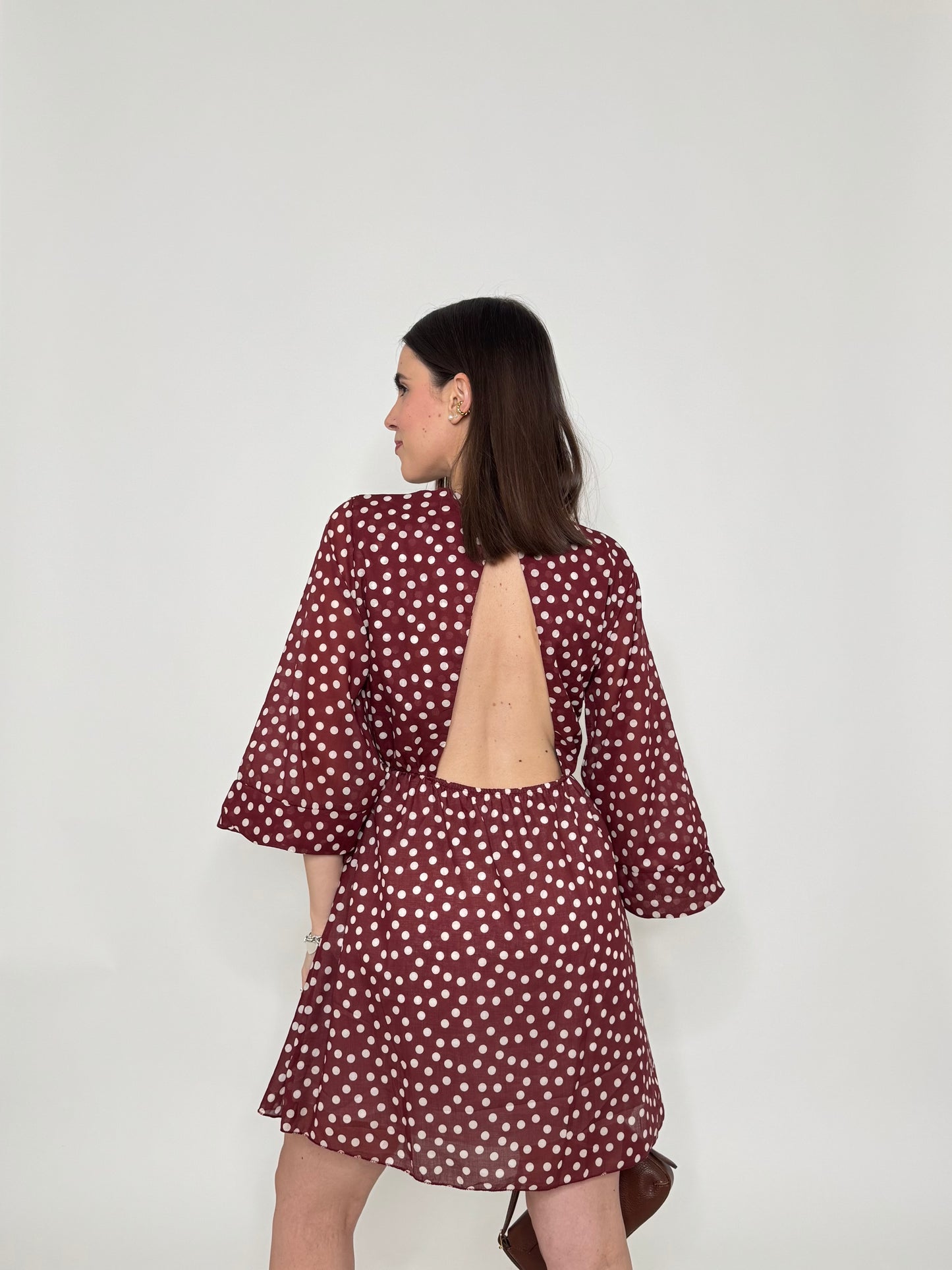 Abito Pois in cotone Bordeaux