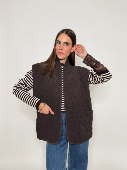 Gilet in velluto di cotone moro