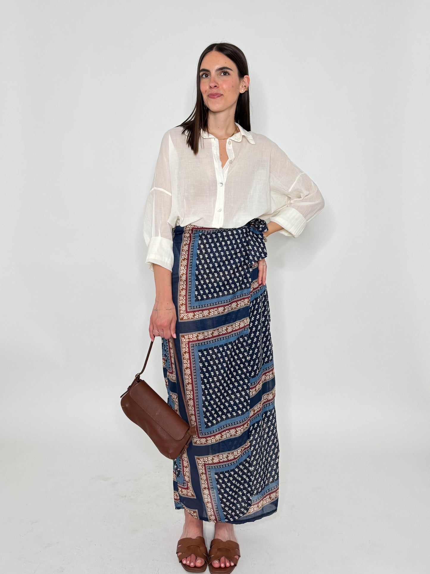 Gonna pareo in fresco cotone fantasia bandana