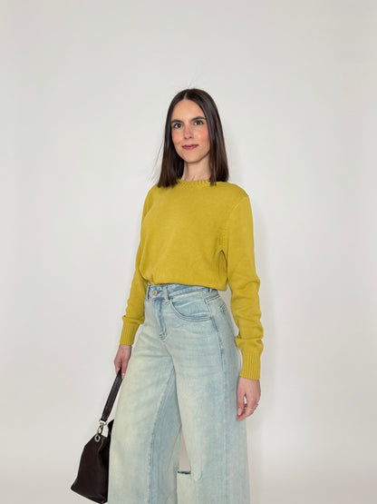 Maglia girocollo in 100% cotone Senape