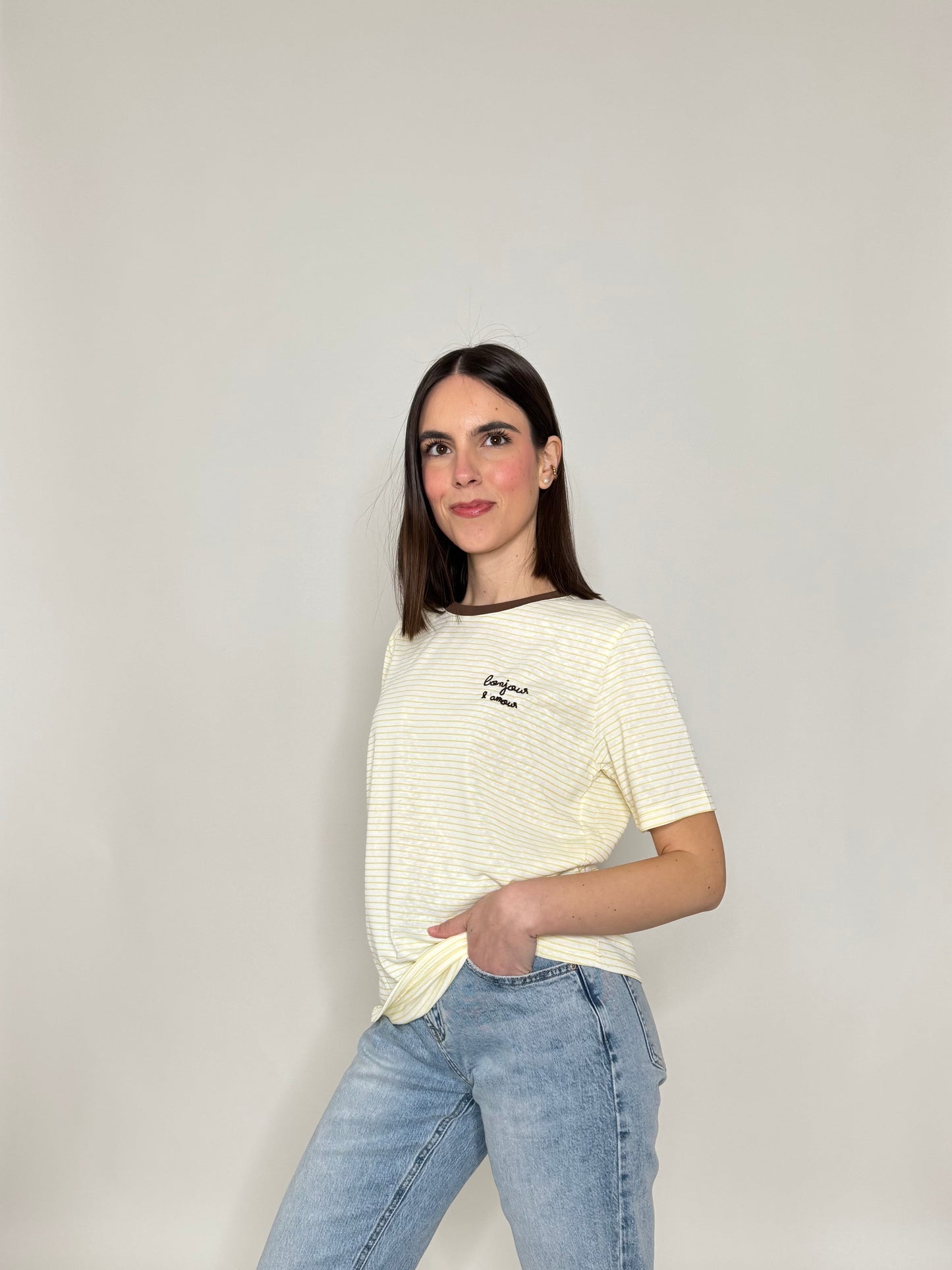 T-shirt righe light cotton Giallo