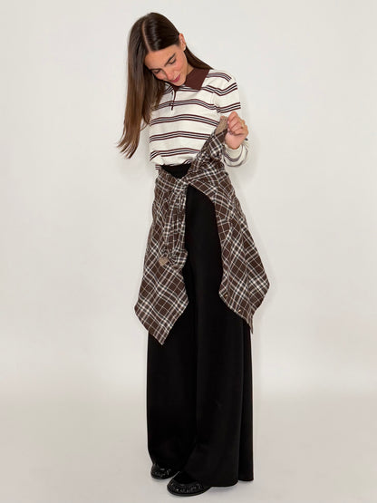 Pantalone palazzo relax fit in viscosa nero