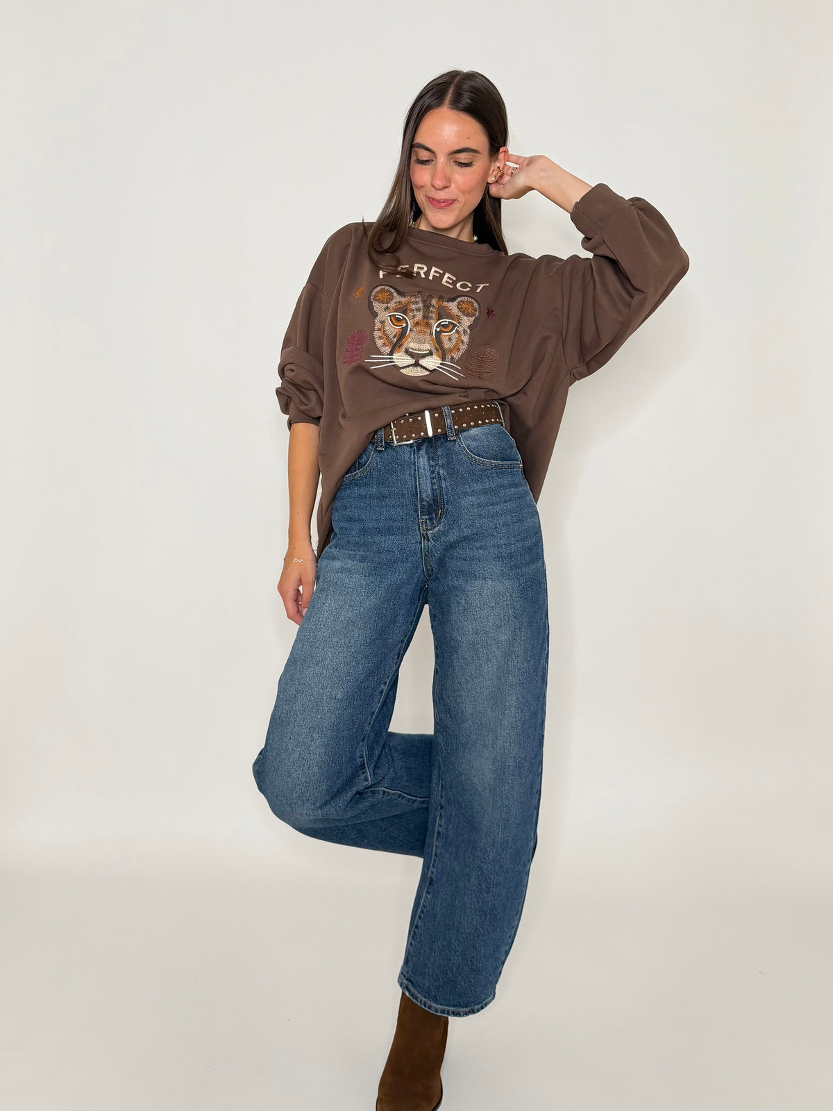 Felpa Donna in Cotone Made in Italy Moro