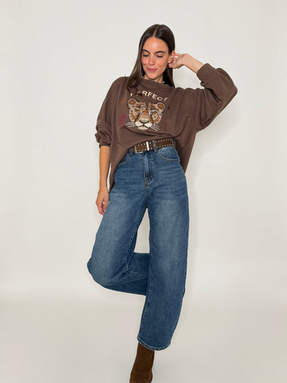 Felpa Donna in Cotone Made in Italy Moro