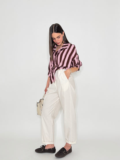 Pantalone fresco cotone Office Panna