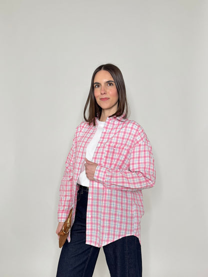 Camicia in cotone a quadri Rosa