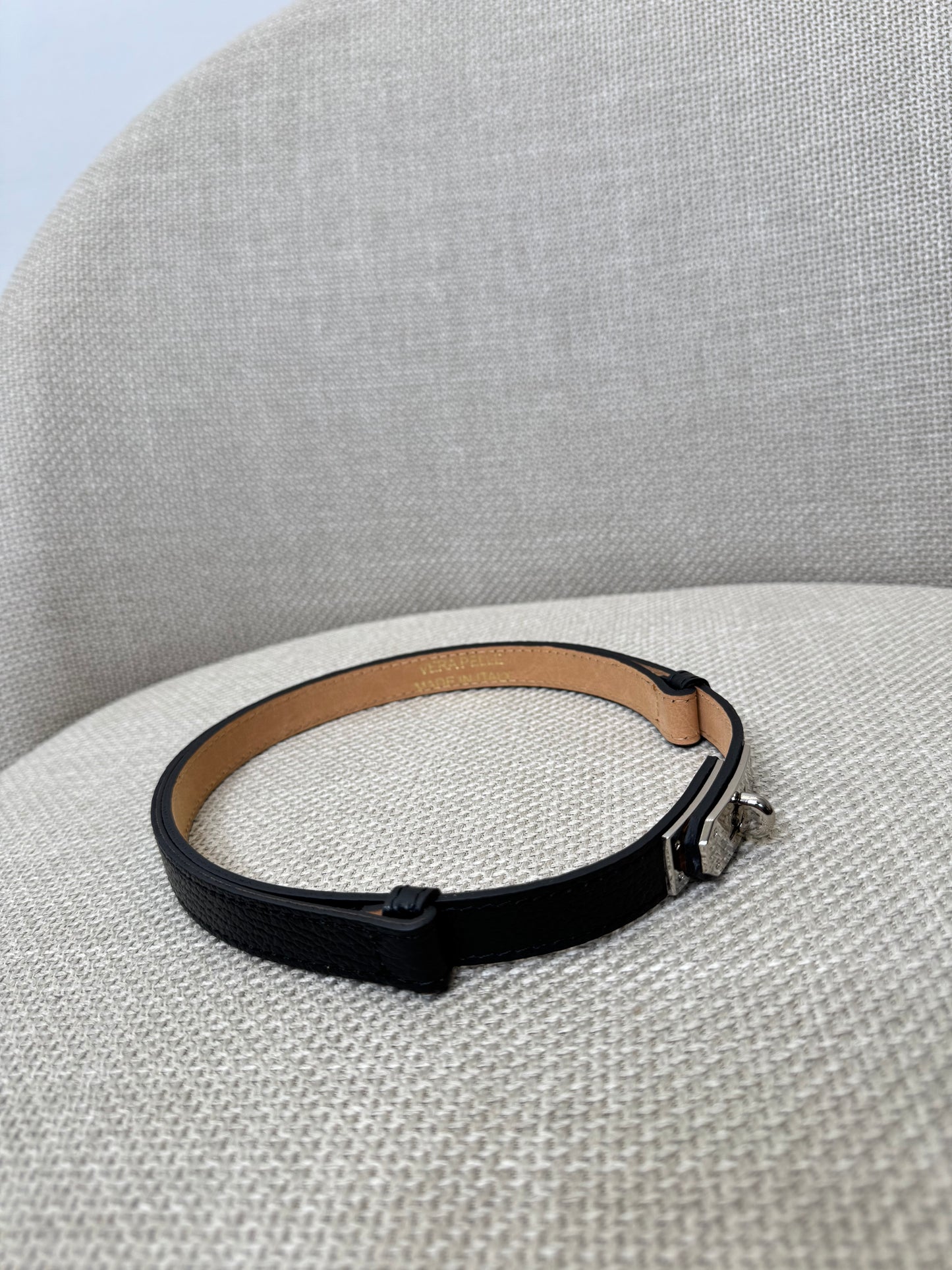 Cintura vera pelle martellata regolabile stile Hermes Nero fibbia argento 2cm