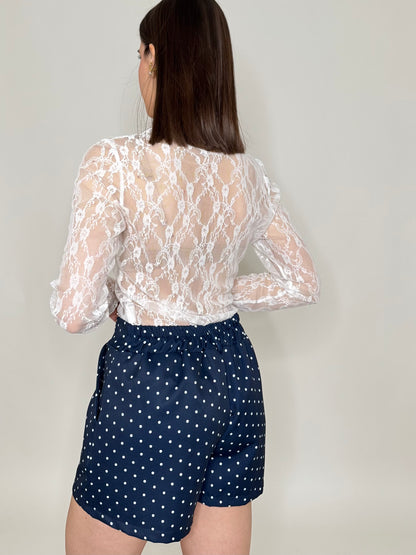 Completo stampa a pois blu navy