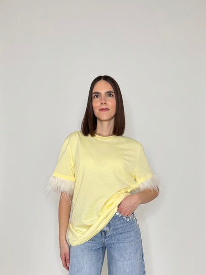 T-shirt in 100% cotone piume Giallo Pulcino - Lumina