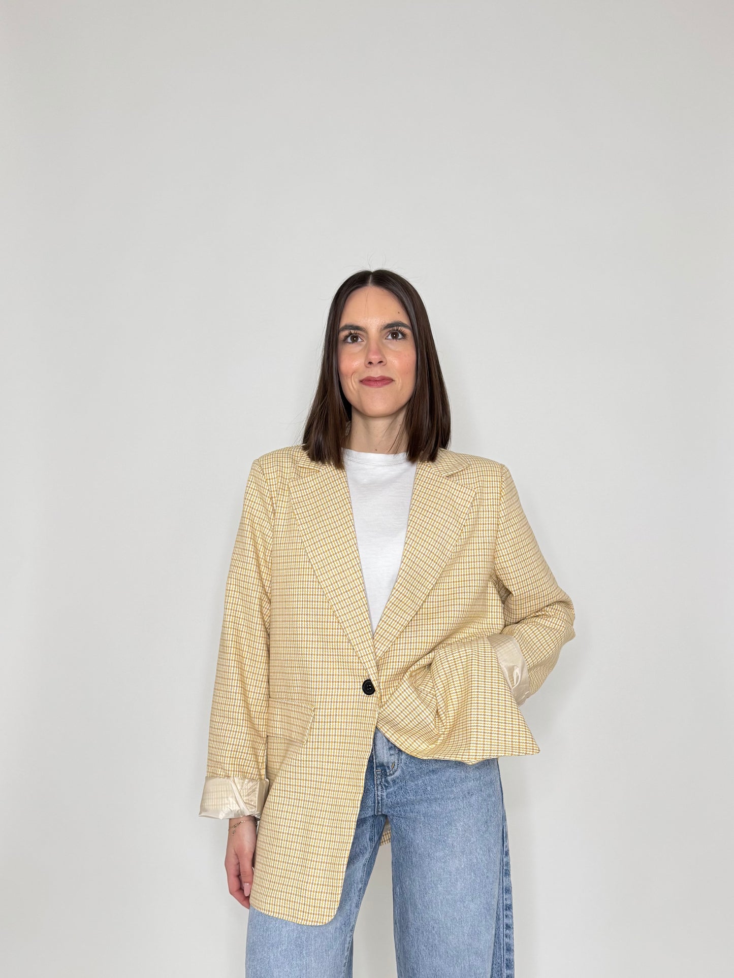 Giacca Spring check in cotone Giallo