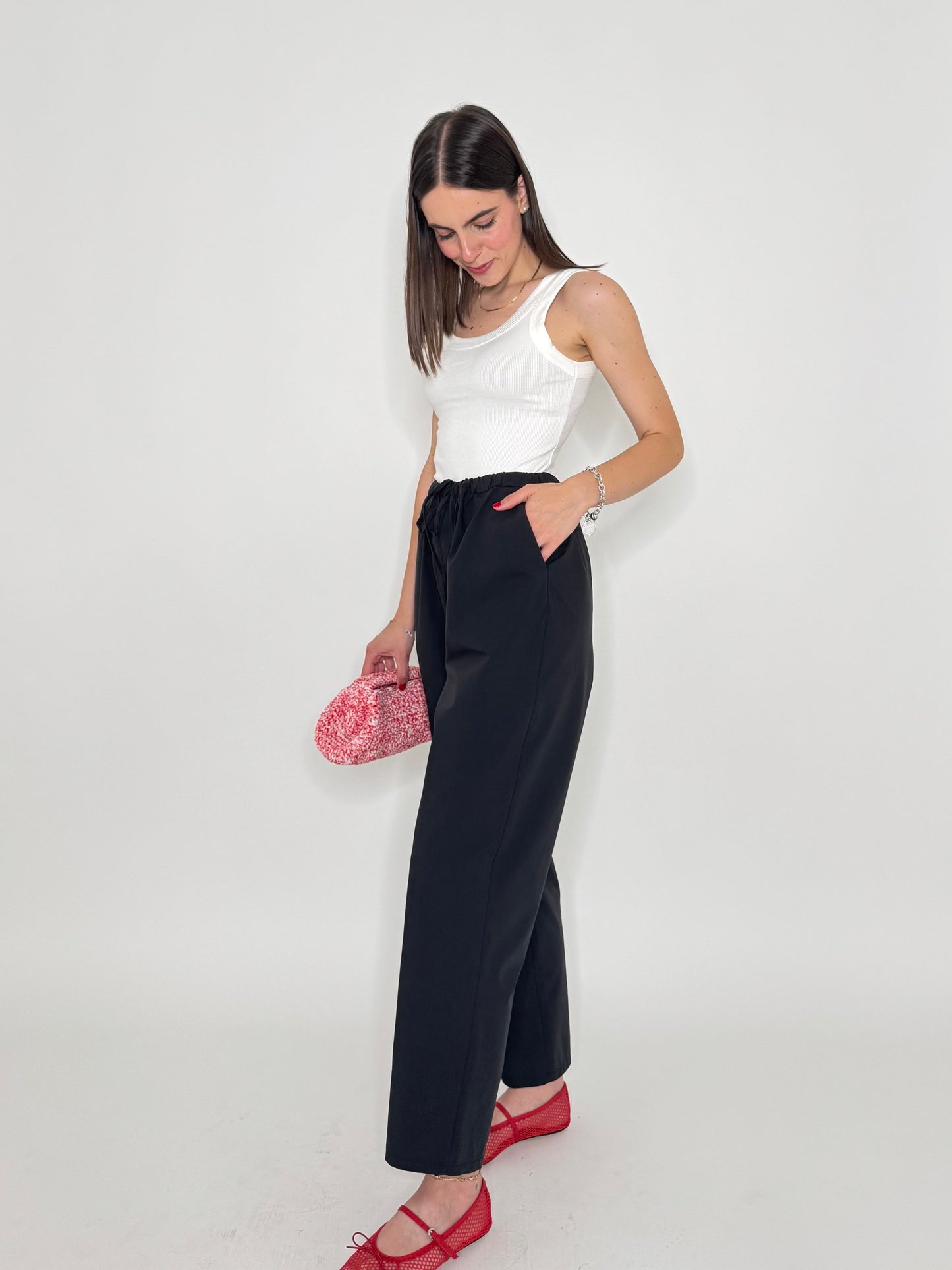 Pantalone fresco cotone Office Nero