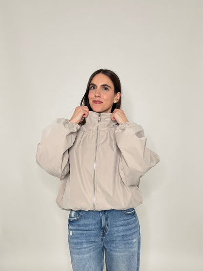 Giacca bomber effetto ballon Beige
