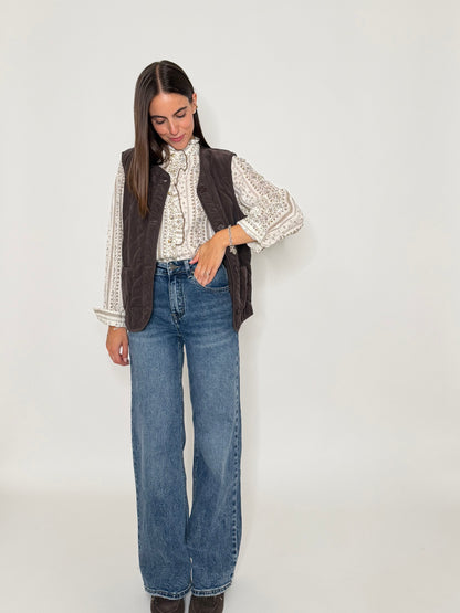 Jeans Wide Leg in Denim Blu