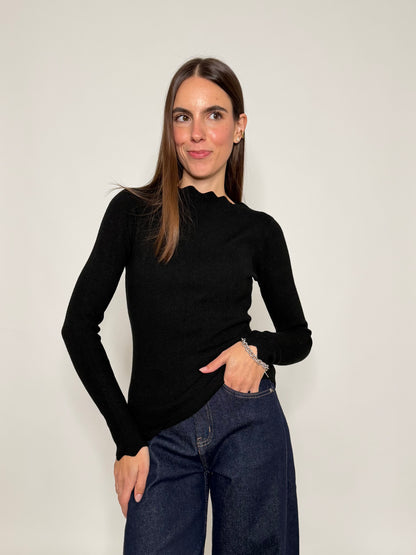 Maglia in morbida viscosa zigzag fit nero