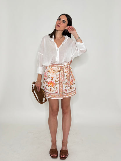 Gonna pantalone stampa floreale boho pesca